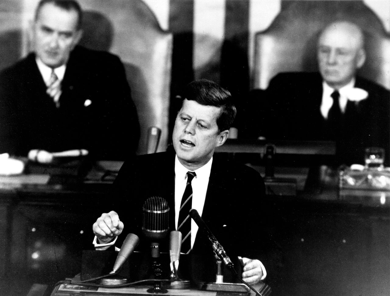 Kennedy giving speech to Congress