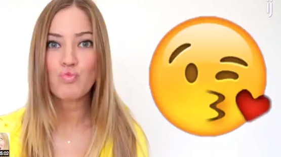 Woman kissing compared to emoji kissing