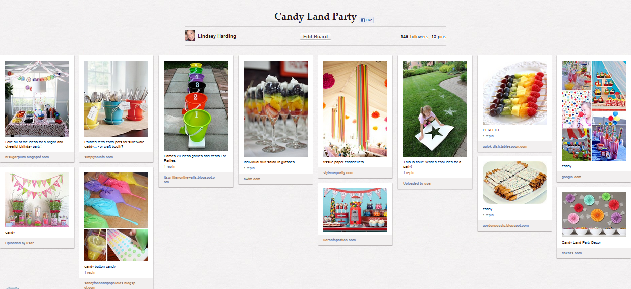 Pinterest board with Candyland party ideas