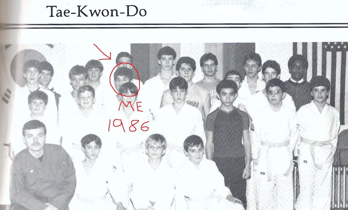 Author as child in Tae Kwan Do class photo