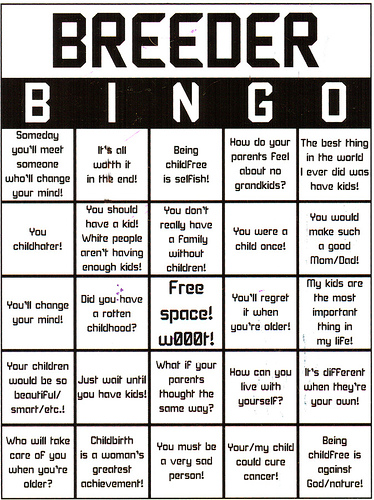 Breeder bingo card