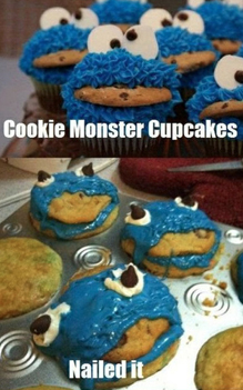 The image reads: Cookie Monster Cupcakes