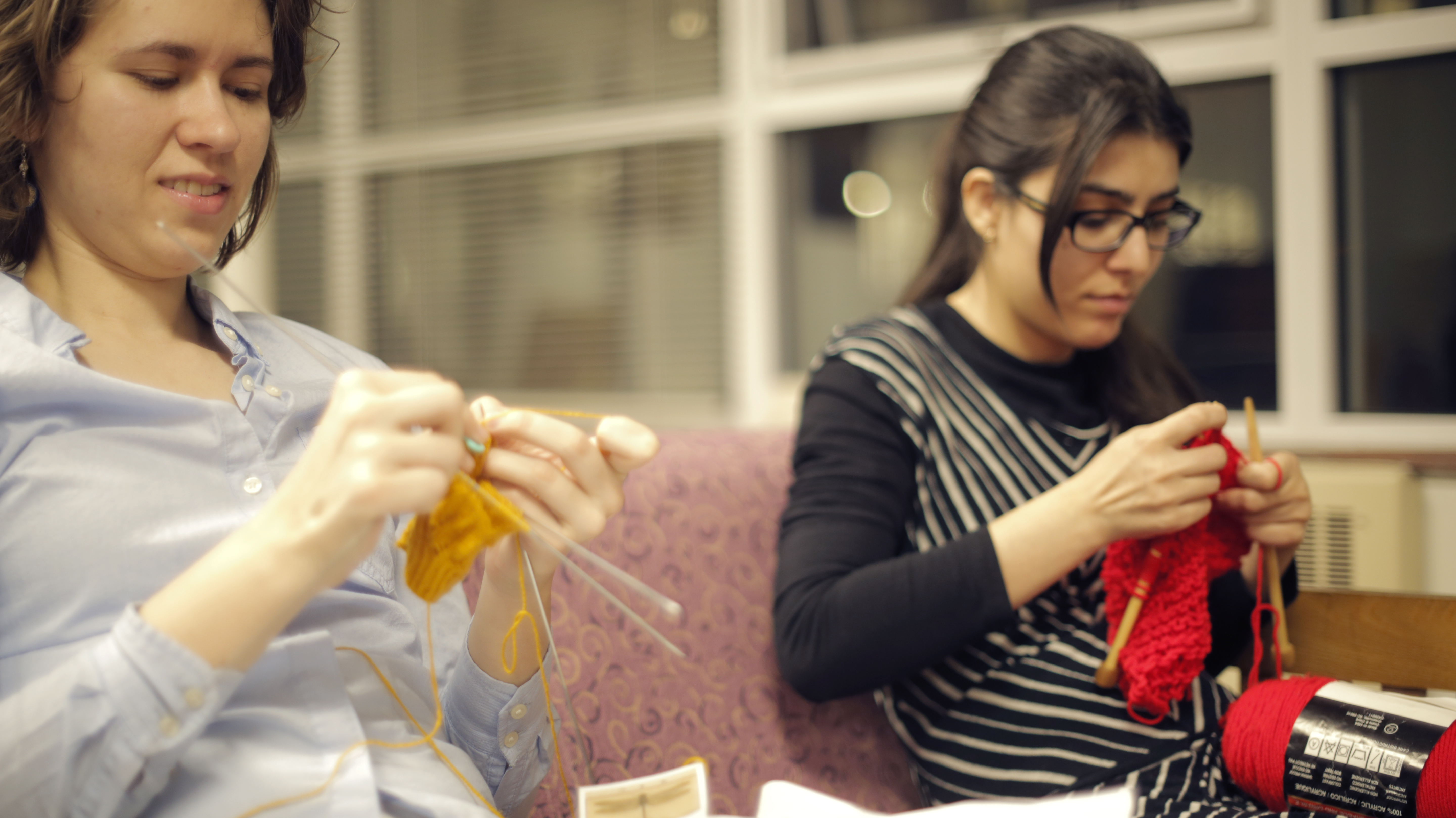 Two knitters at Knitting Club