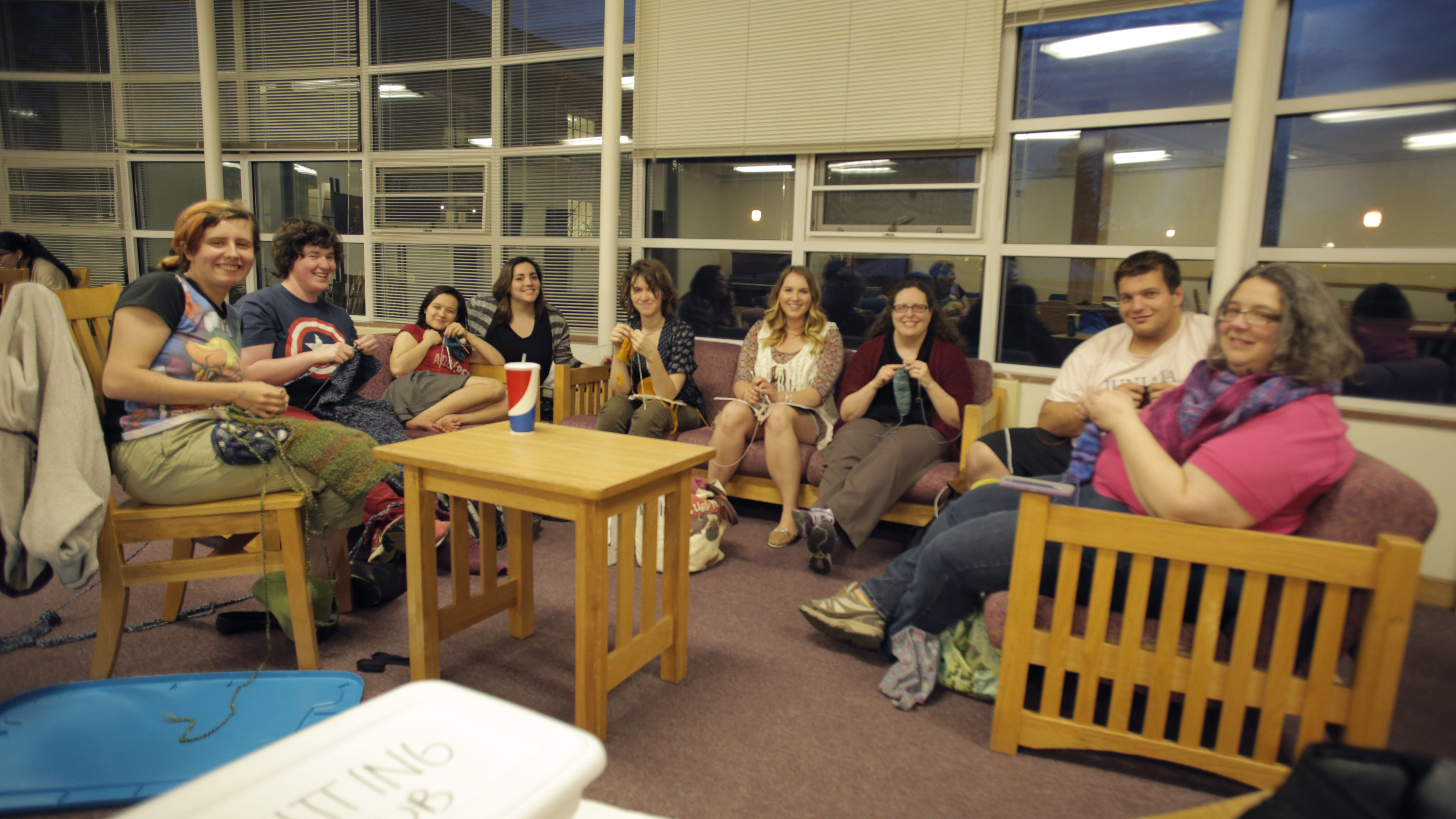 Knitting Club knitters at work