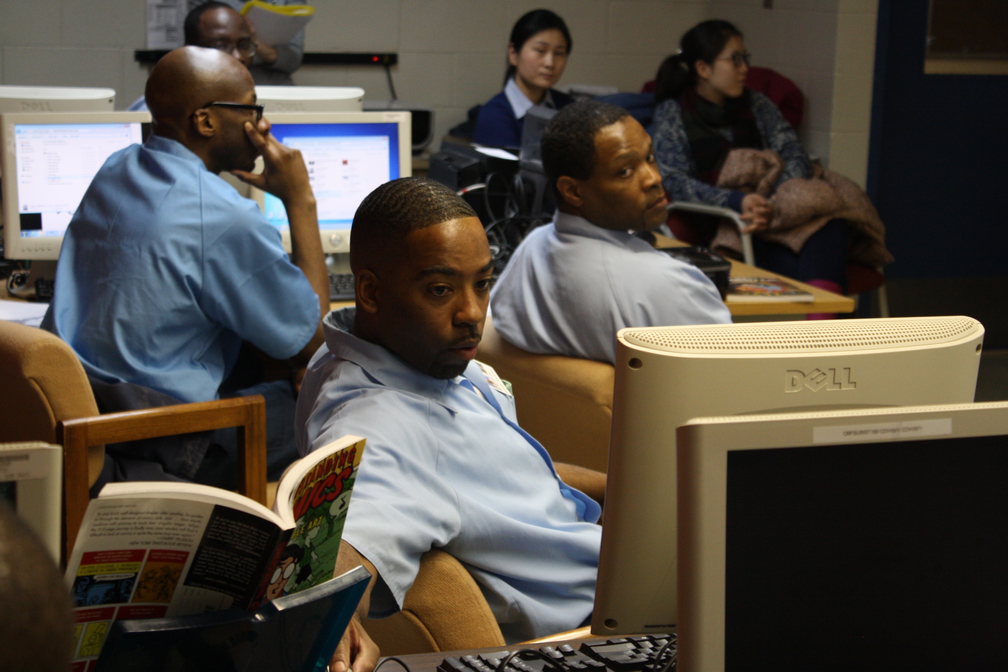 students working at computers