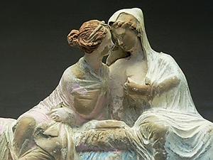 An ancient statue of Demeter and Persephone