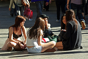 A group of girls socializing